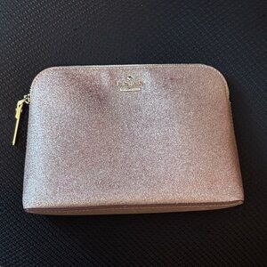 Kate Spade Rose Gold Glitter Cosmetic Bag